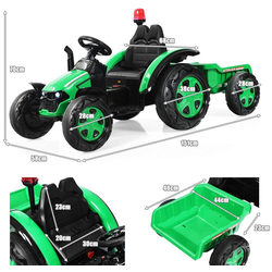 Tractor electric cu remorca Costway TQ10225DE-GN (Green/Black) Thumb