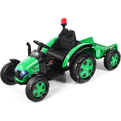 Tractor electric cu remorca Costway TQ10225DE-GN (Green/Black)