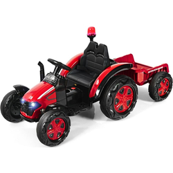 Tractor electric cu remorca Costway TQ10225DE-RE (Black/Red)