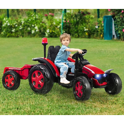 Tractor electric cu remorca Costway TQ10225DE-RE (Black/Red) Thumb