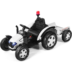 Tractor electric cu remorca Costway TQ10225DE-WH (Black/White)