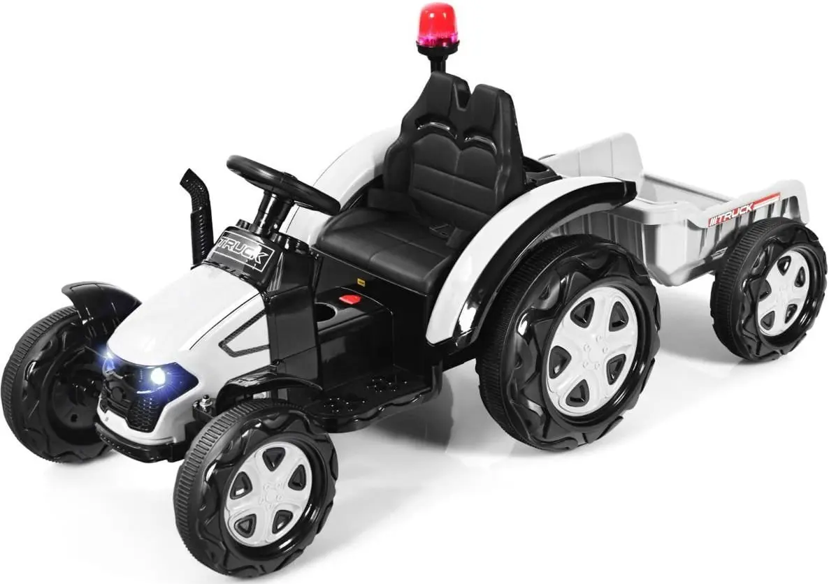 Tractor electric cu remorca Costway TQ10225DE-WH (Black/White)
