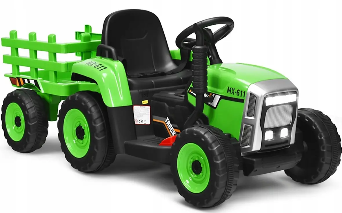 Tractor electric cu remorca Costway TQ10279DE-GN (Green/Black)