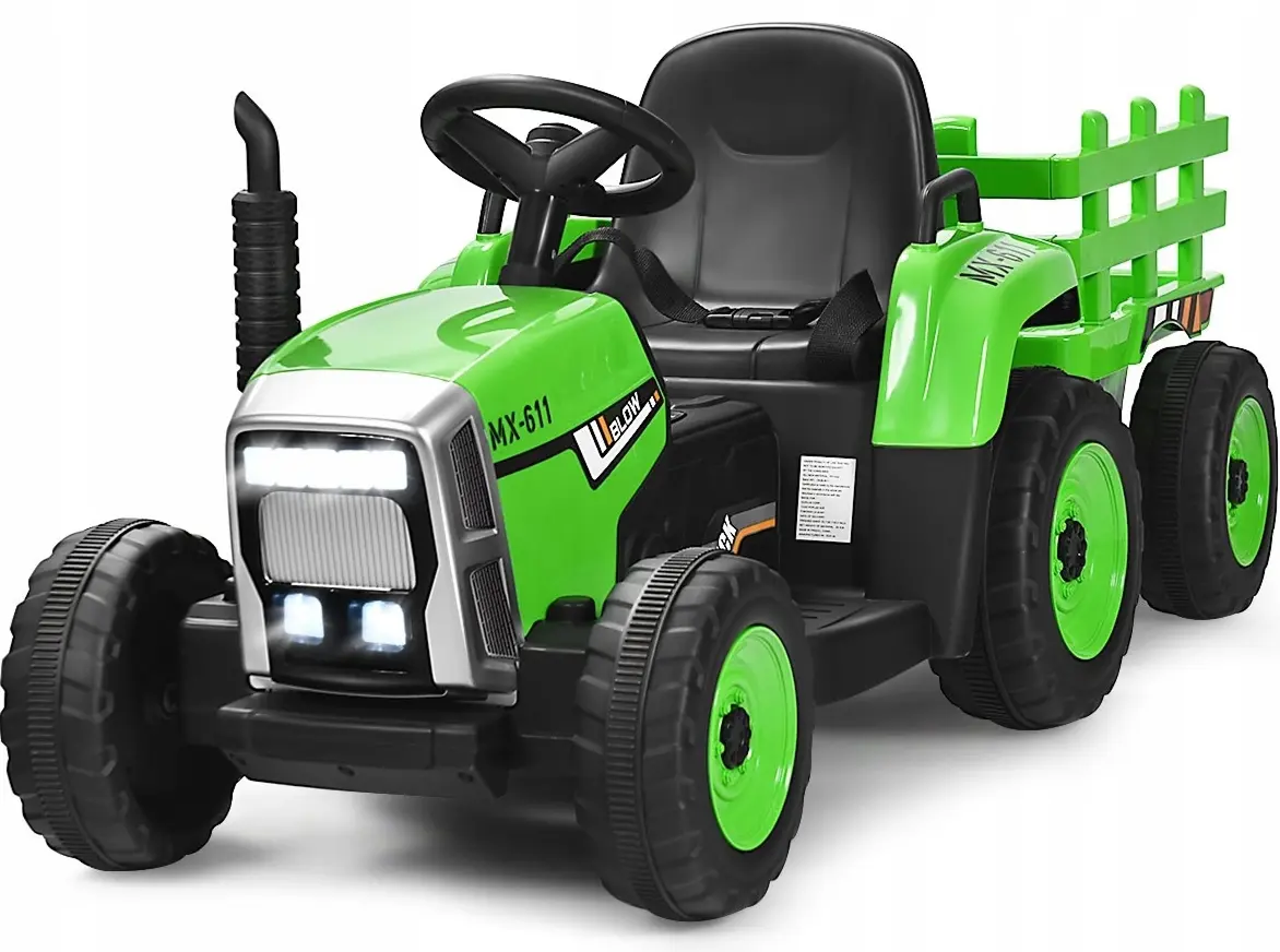 Tractor electric cu remorca Costway TQ10279DE-GN (Green/Black)