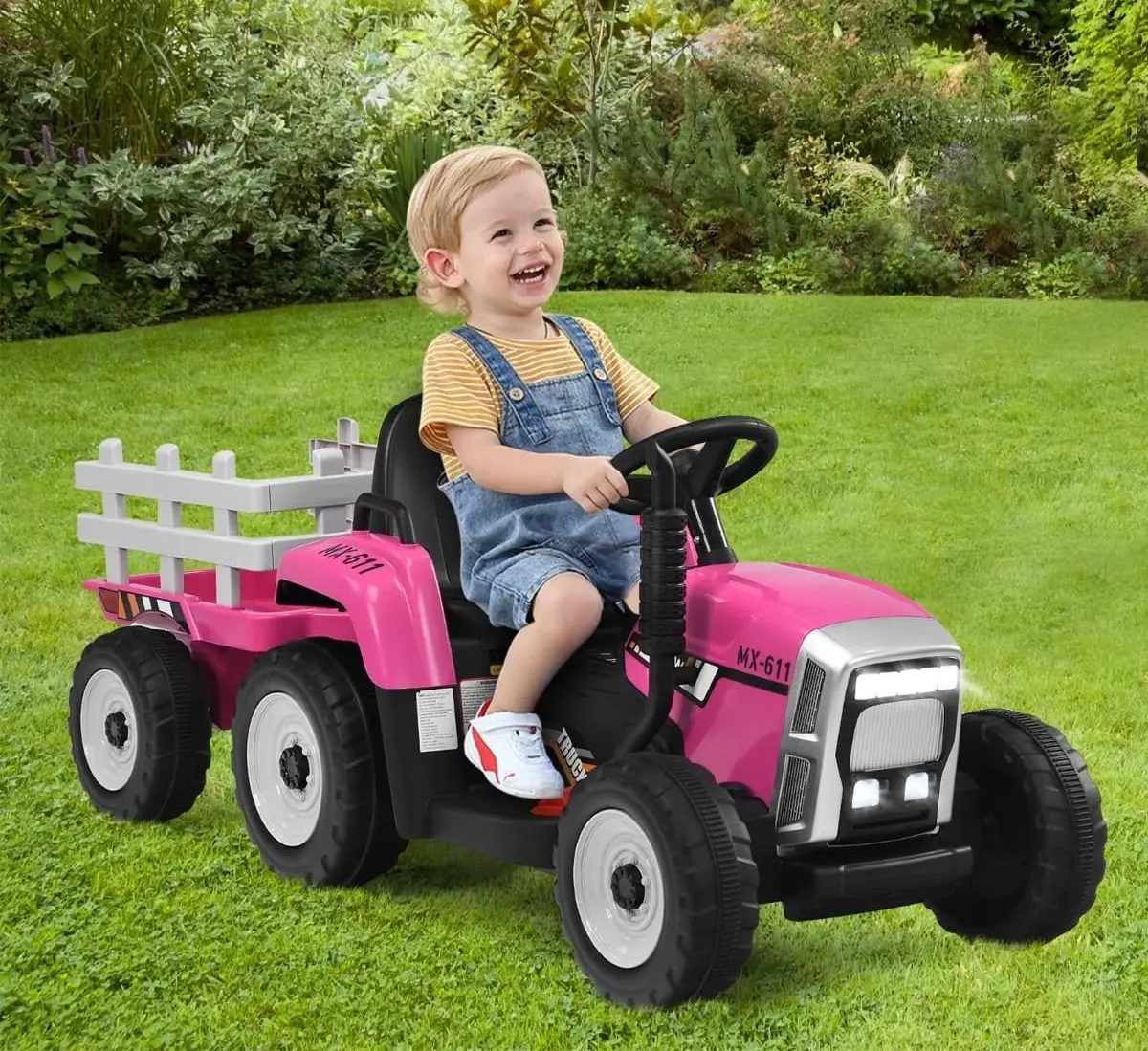 Tractor electric cu remorca Costway TQ10279DE-PI (Pink/Black)