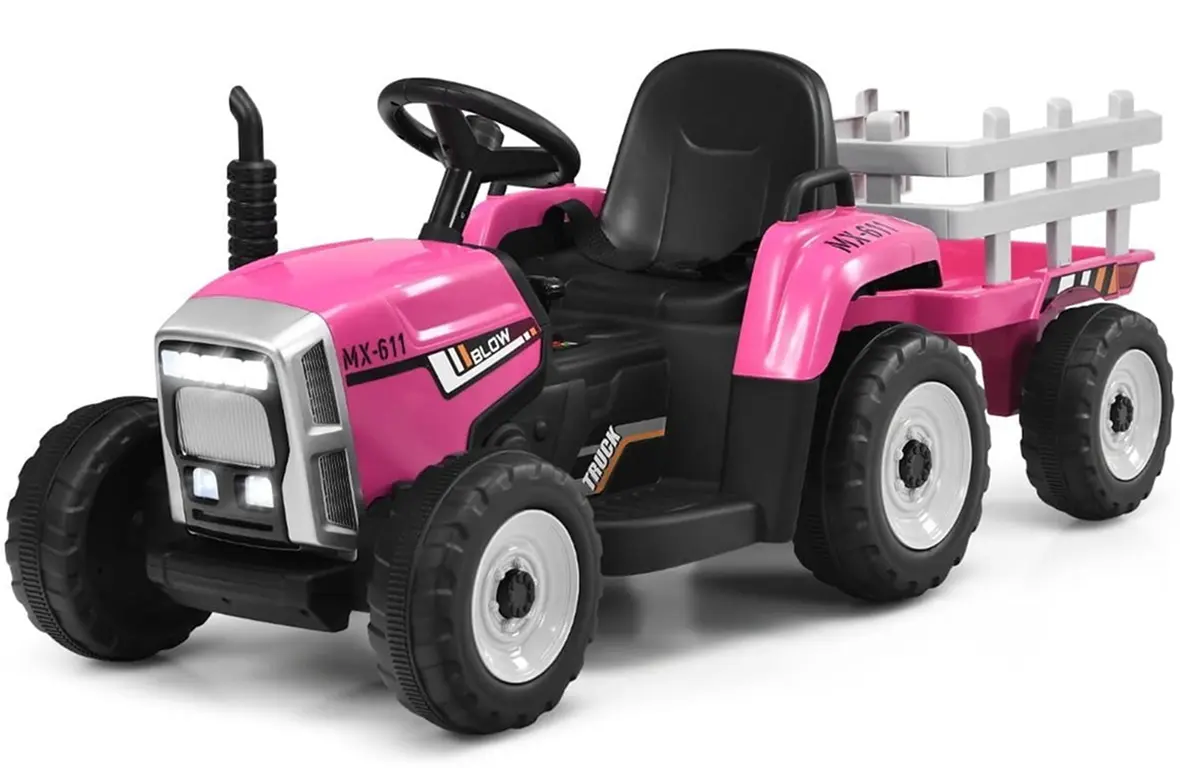 Tractor electric cu remorca Costway TQ10279DE-PI (Pink/Black)