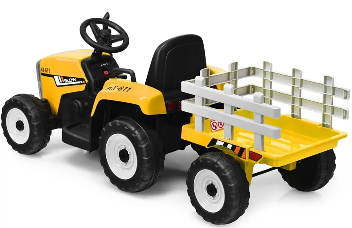 Tractor electric cu remorca Costway TQ10279DE-YW (Yellow/Black)