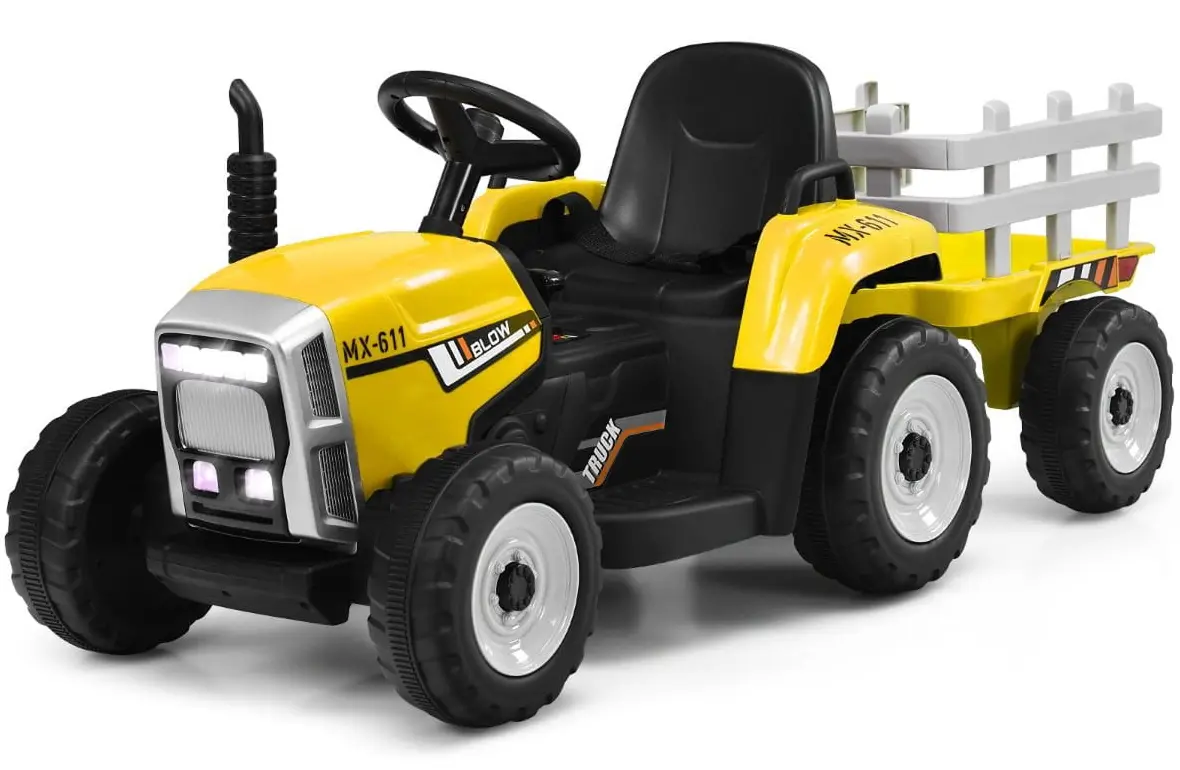 Tractor electric cu remorca Costway TQ10279DE-YW (Yellow/Black)