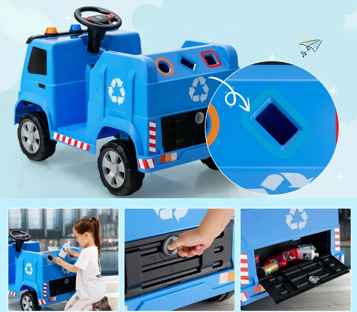 Camion de gunoi electric Costway TQ10129DE-NY (Blue) - 2