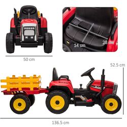 Tractor electric cu remorca Homcom 370-281V90RD (Red) Thumb