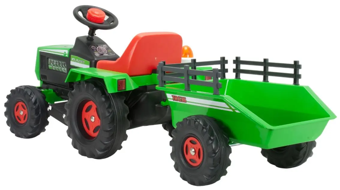 Tractor electric cu remorca Injusa Basic Tractor 6V (Green/Red)