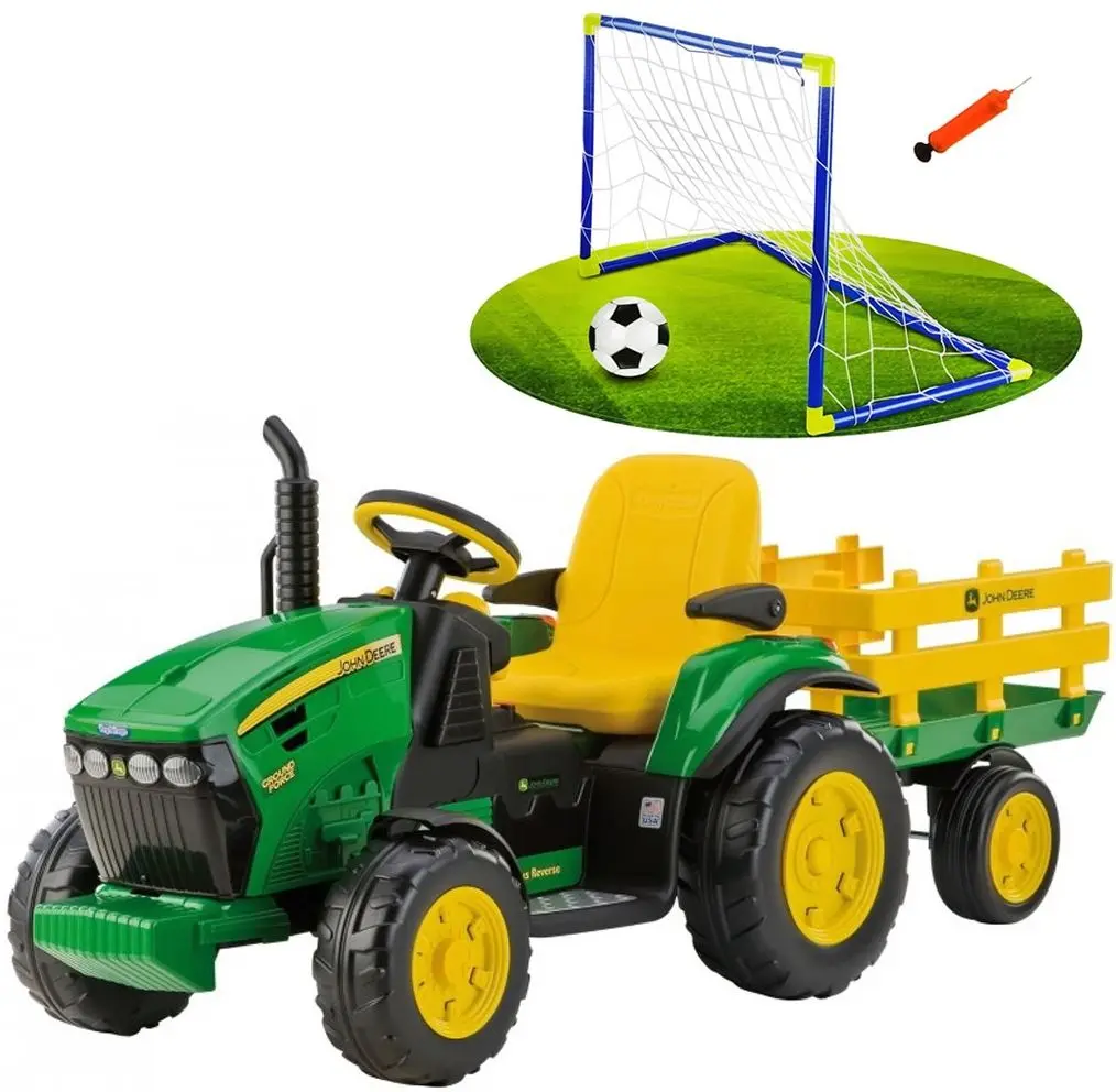 Электротрактор с прицепом + футбольный набор Peg Perego John Deere (Green/Yellow)