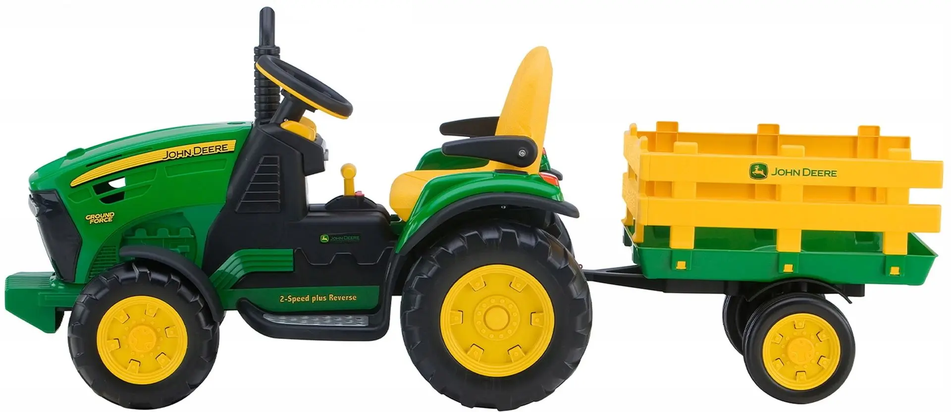 Tractor electric cu remorca Peg Perego John Deere Ground Force (Green/Yellow) - 2
