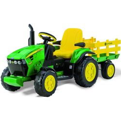 Tractor electric cu remorca Peg Perego John Deere Ground Force (Green/Yellow)