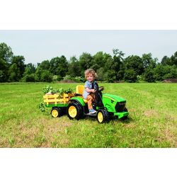 Tractor electric cu remorca Peg Perego John Deere Ground Force (Green/Yellow) Thumb