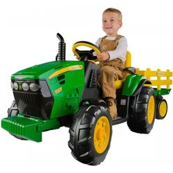 Tractor electric cu remorca Peg Perego John Deere Ground Force (Green/Yellow) Thumb