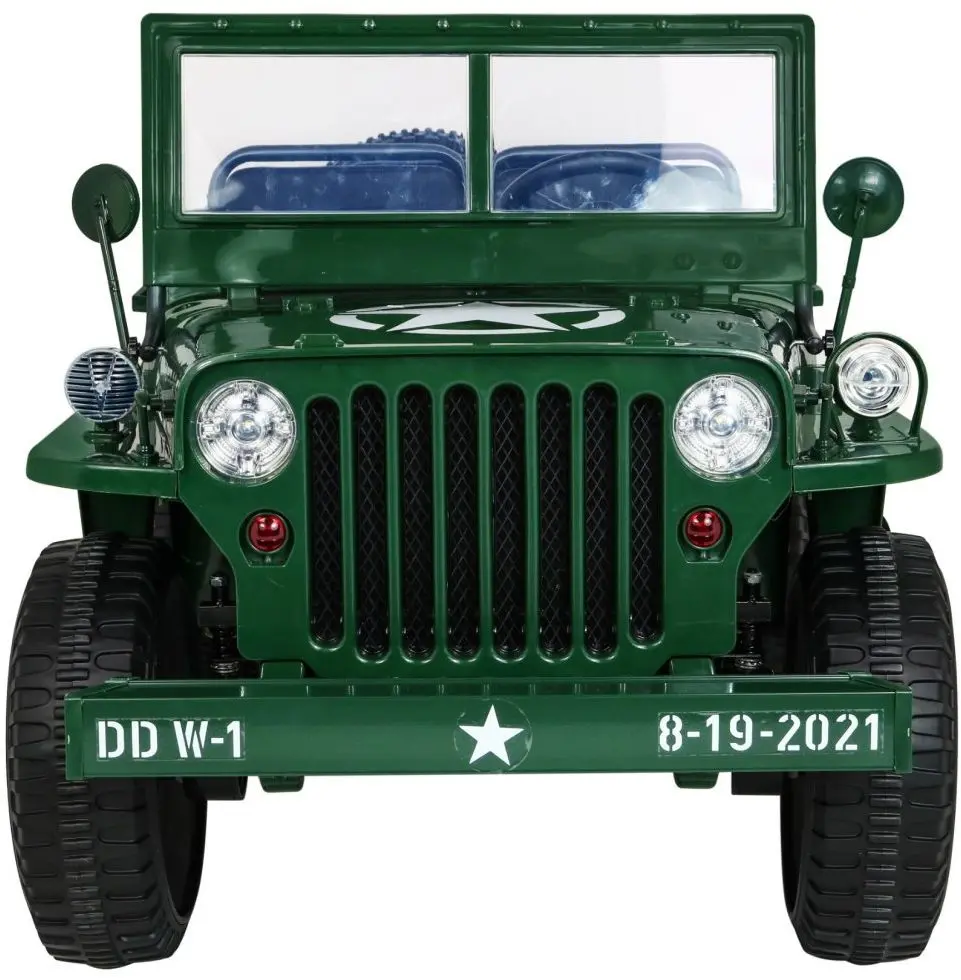 Masinuta electrică Ramiz Retro Military Vehicle 4x4 (Green) - 2