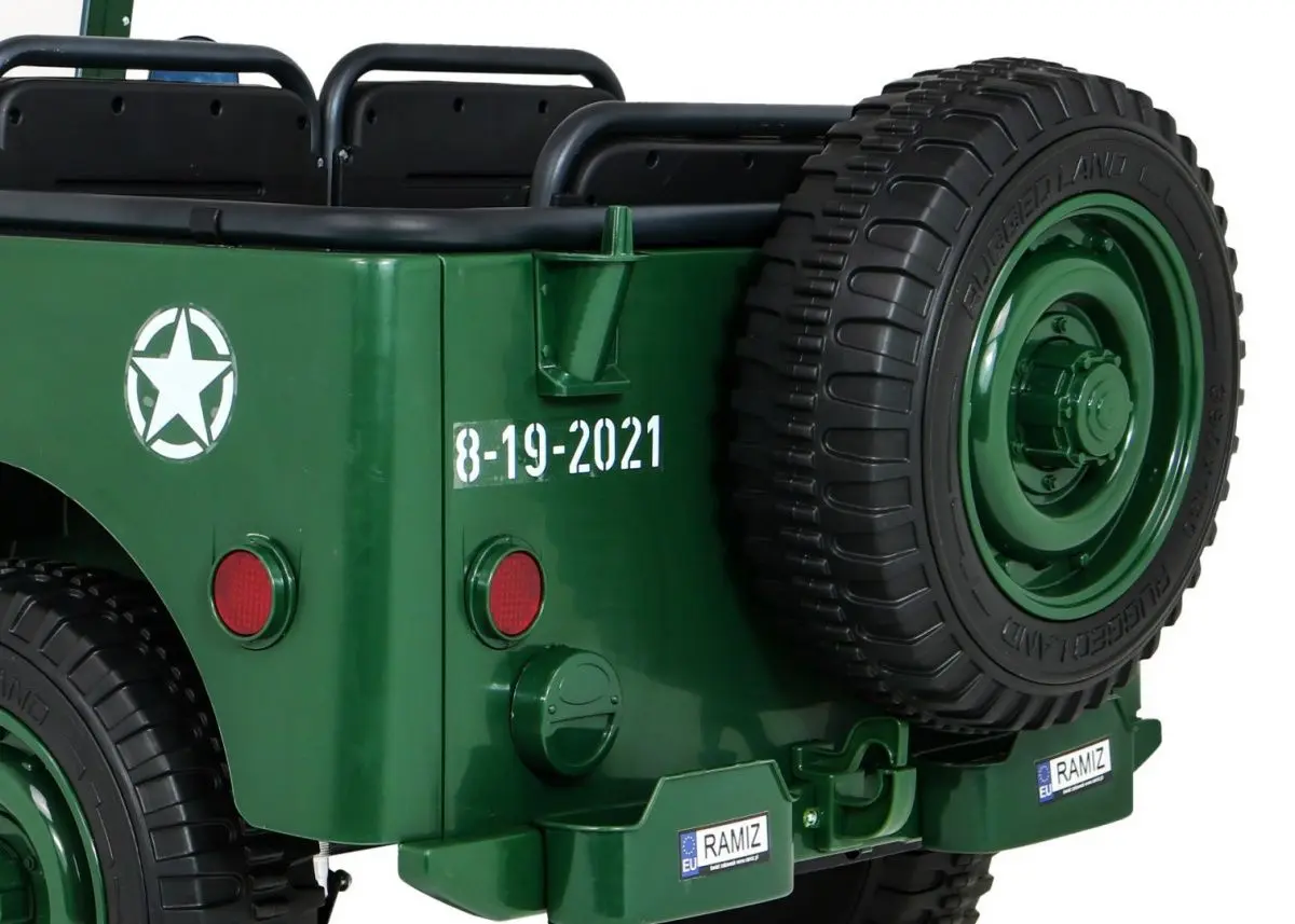 Masinuta electrică Ramiz Retro Military Vehicle 4x4 (Green) - 14