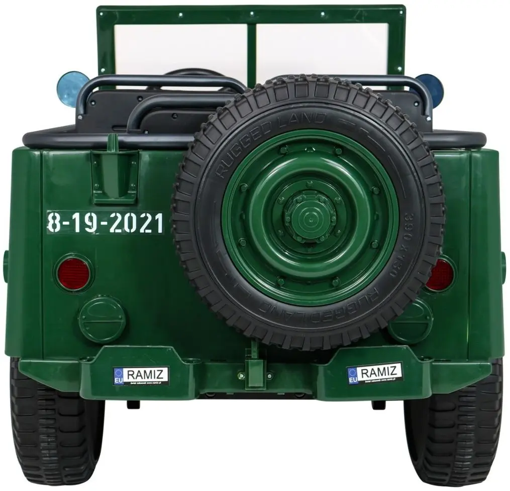 Masinuta electrică Ramiz Retro Military Vehicle 4x4 (Green) - 4