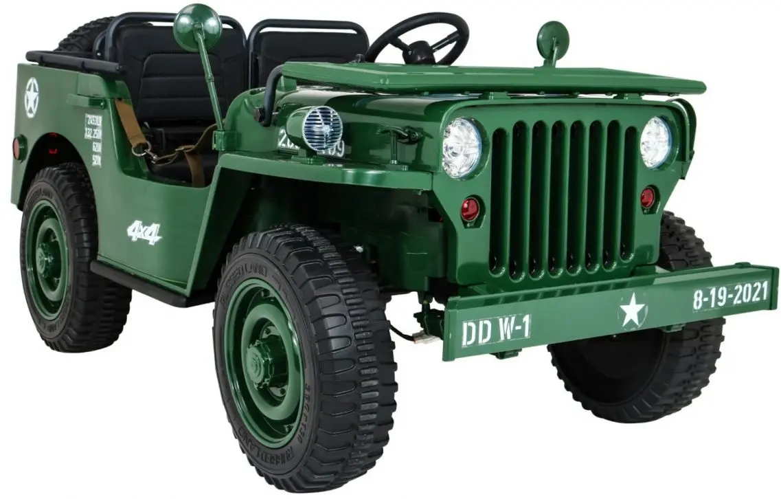 Masinuta electrică Ramiz Retro Military Vehicle 4x4 (Green) - 6