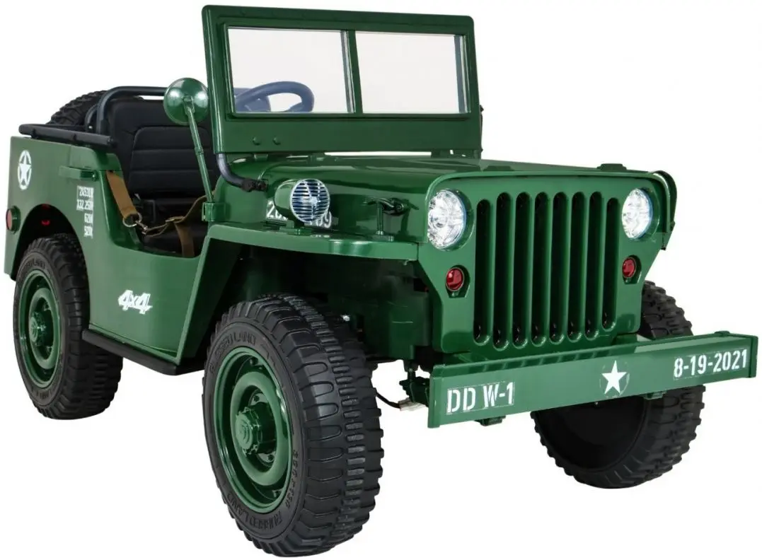 Masinuta electrică Ramiz Retro Military Vehicle 4x4 (Green) - 7