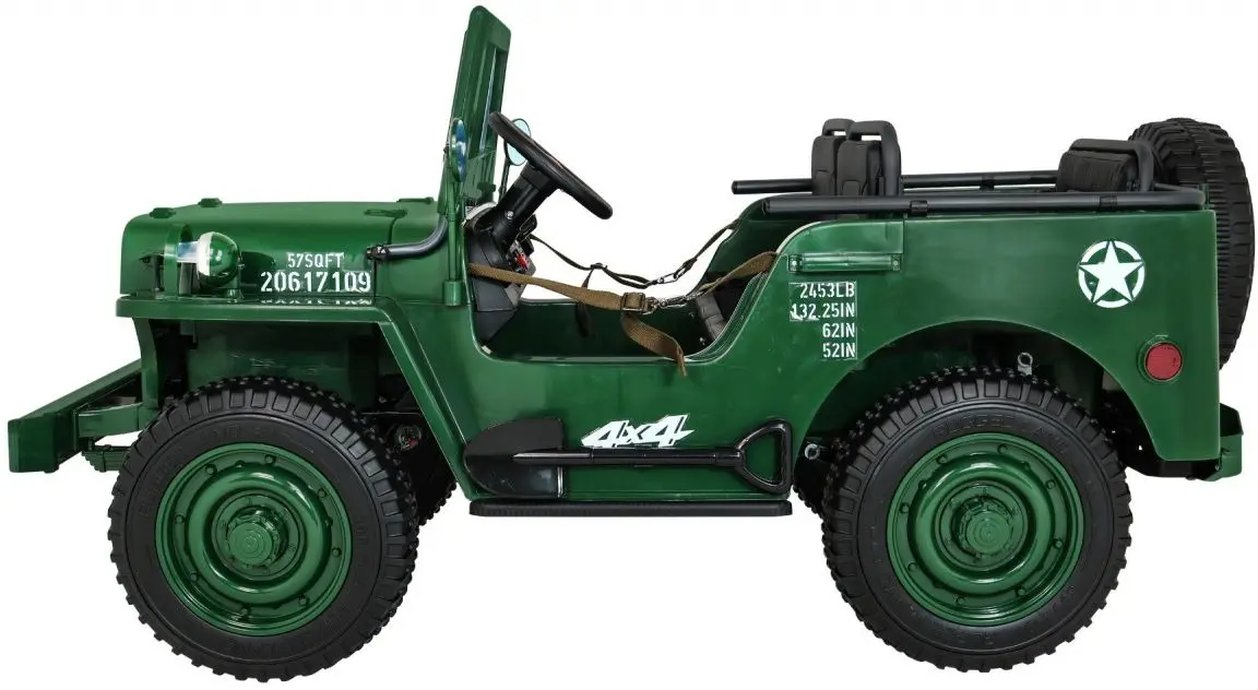 Masinuta electrică Ramiz Retro Military Vehicle 4x4 (Green) - 8