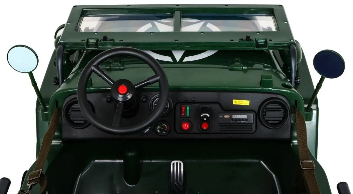 Masinuta electrică Ramiz Retro Military Vehicle 4x4 (Green) - 9