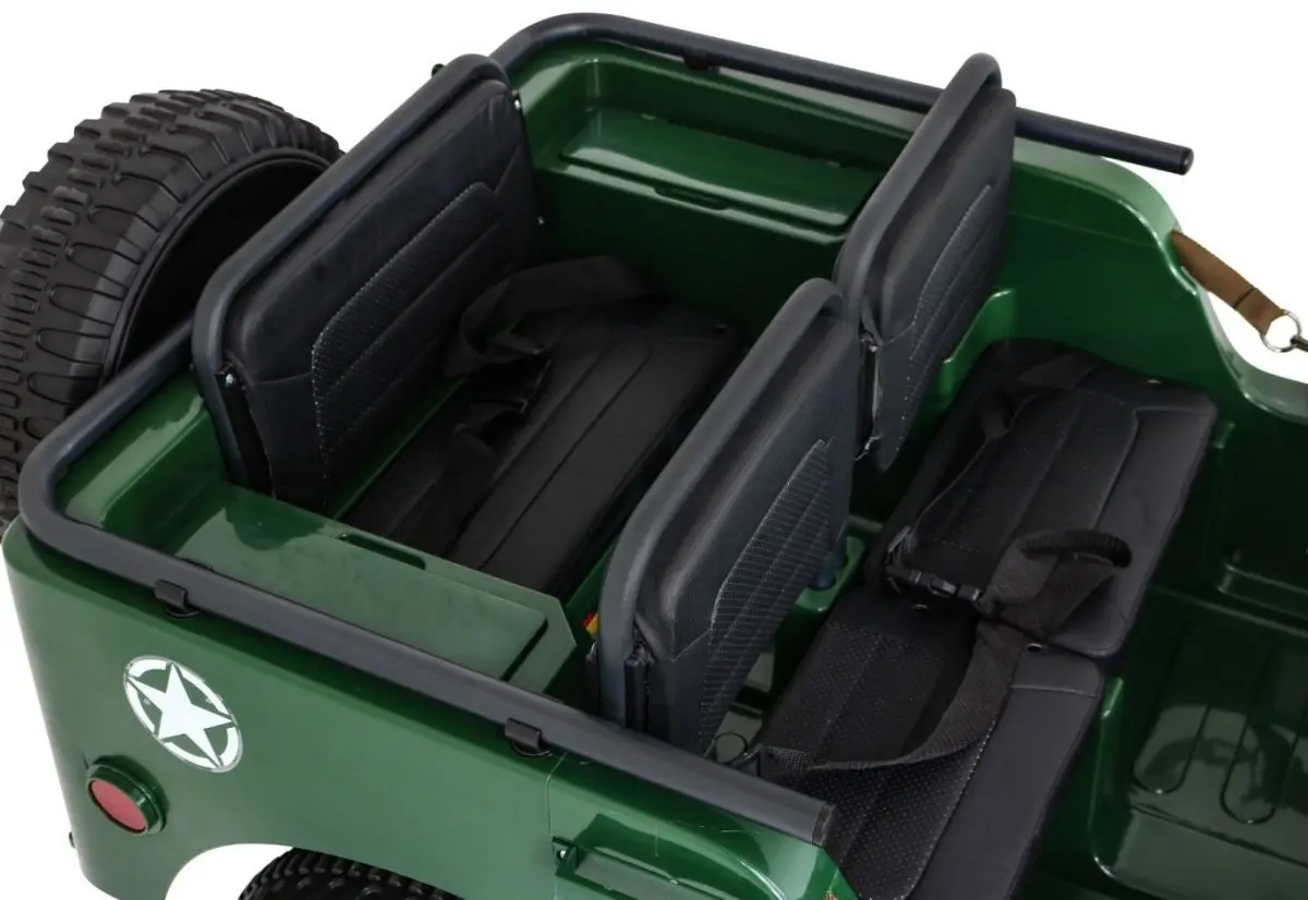 Masinuta electrică Ramiz Retro Military Vehicle 4x4 (Green) - 10