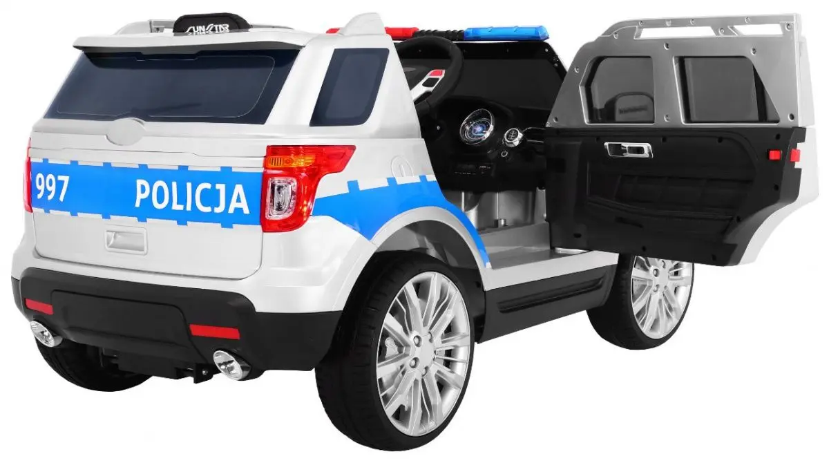 Masinuta electrică Ramiz SUV Poland Police (White/Blue) - 6