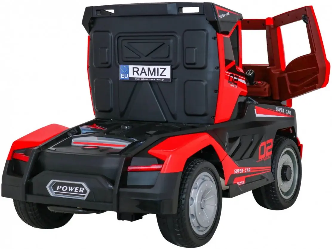 Maşinuţă electrică cu remorcă Ramiz Super Truck (Red/Black) - 4