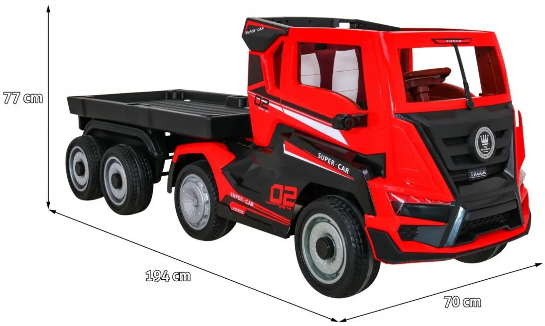 Maşinuţă electrică cu remorcă Ramiz Super Truck (Red/Black) - 10