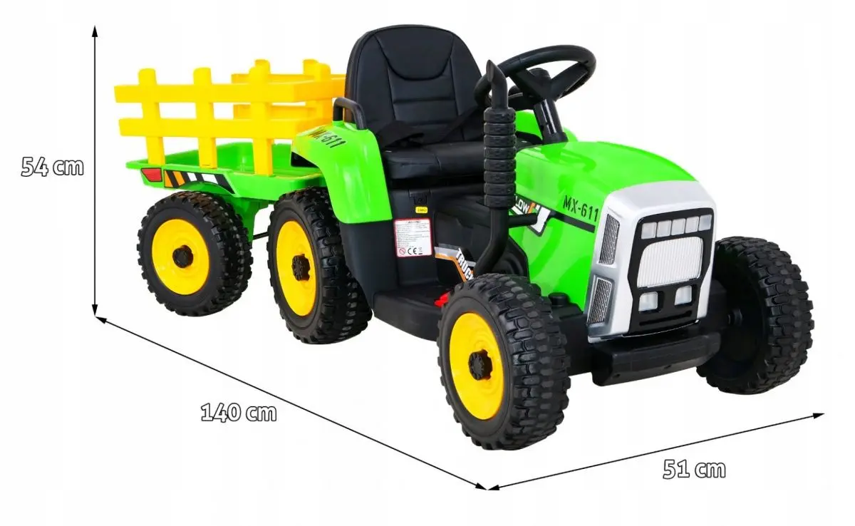 Tractor electric cu remorcă Ramiz Blow (Green)