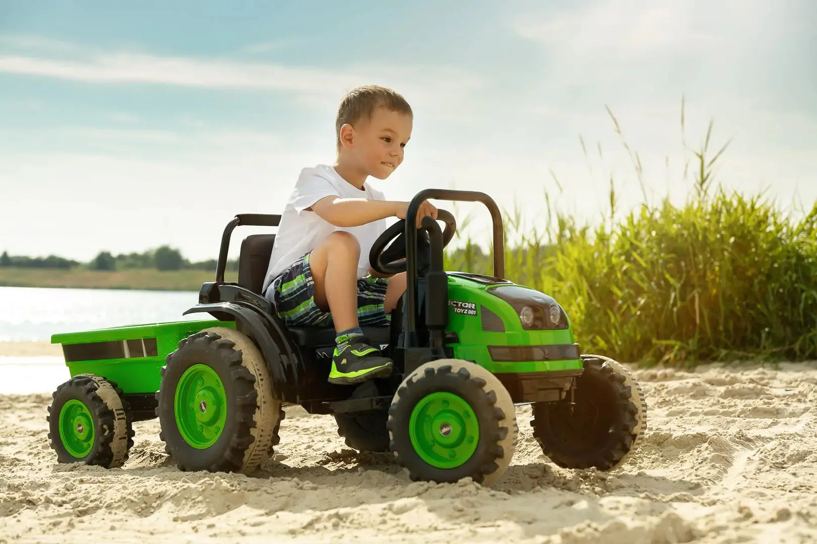 Электротрактор с прицепом Toyz Hector (Green) - 5