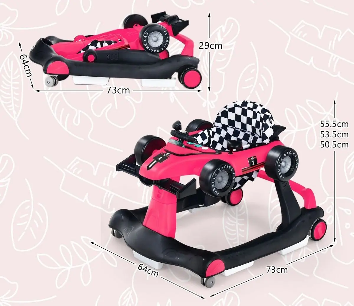 Ходунок 4в1 Costway BC10229TS (Dark Pink)