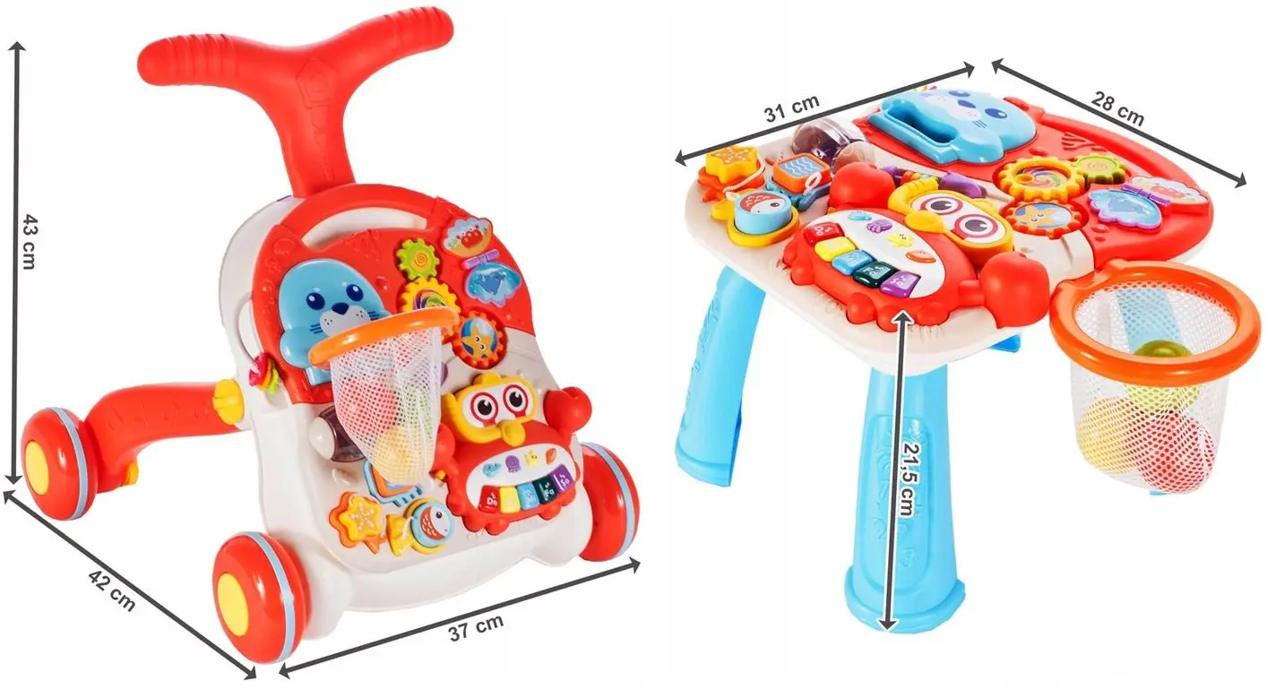 Premergator interactiv 2in1 MalPlay Walker And Active Table (White/Red)