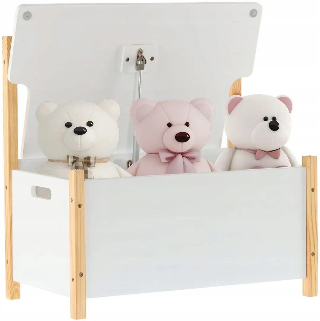 Bancheta-lada depozitare pentru jucarii Chomik Daisy (White) - 5