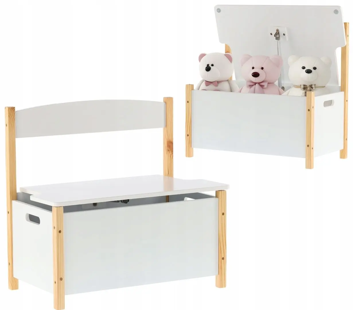 Bancheta-lada depozitare pentru jucarii Chomik Daisy (White) - 3