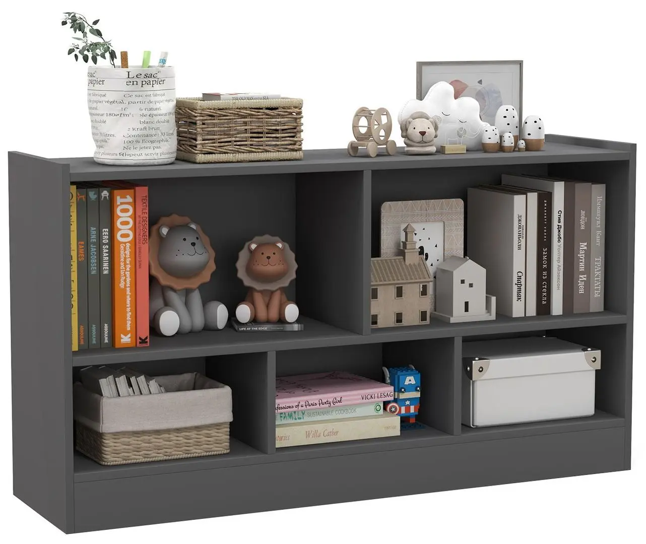 Etajera pentru depozitare jucarii Costway CB10297GR (Grey)