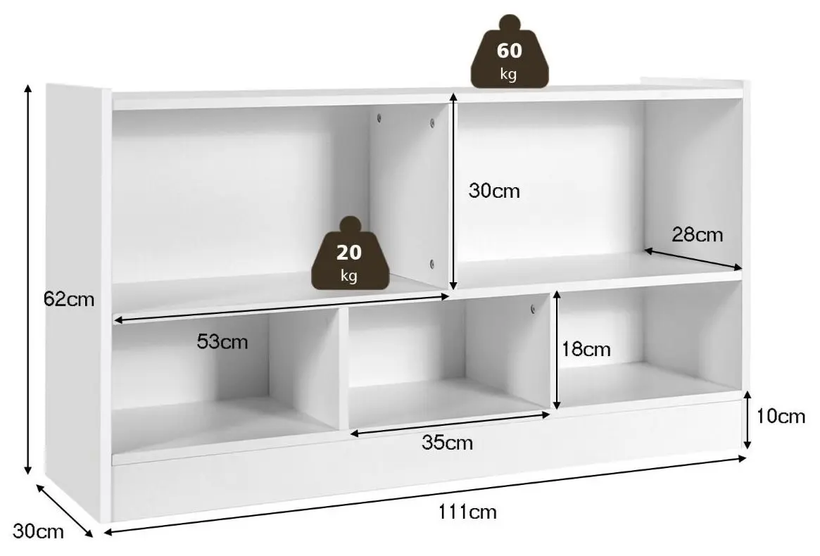 Etajera pentru depozitare jucarii Costway CB10297WH (White)