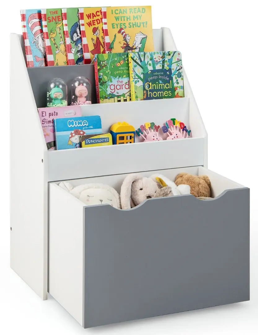 Стеллаж для хранения игрушек Costway TP10096GR (White/Grey)