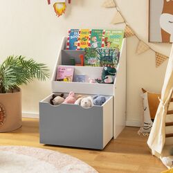 Стеллаж для хранения игрушек Costway TP10096GR (White/Grey)