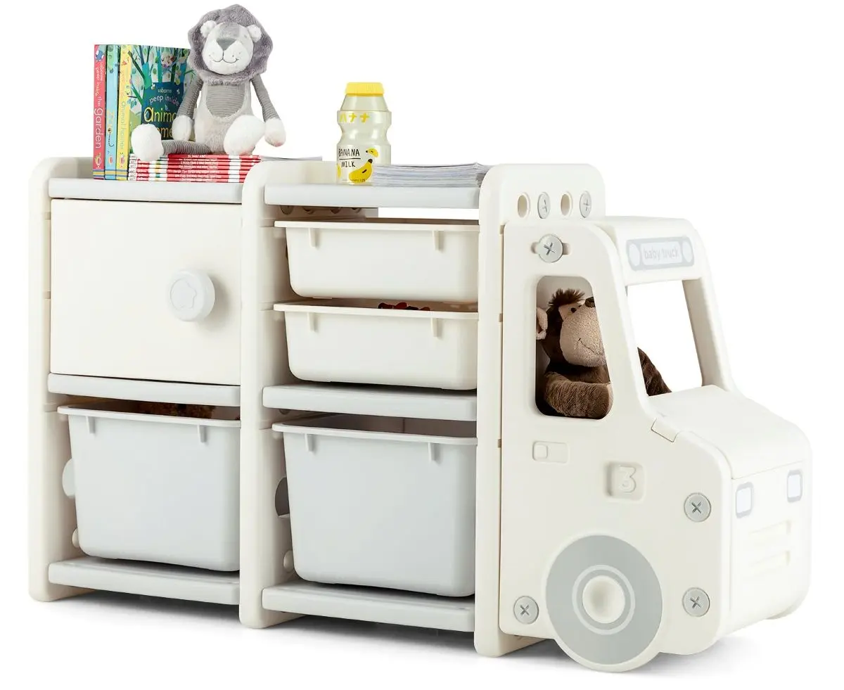 Etajera cu containere Costway TP10009GR (Beige/White) - 3