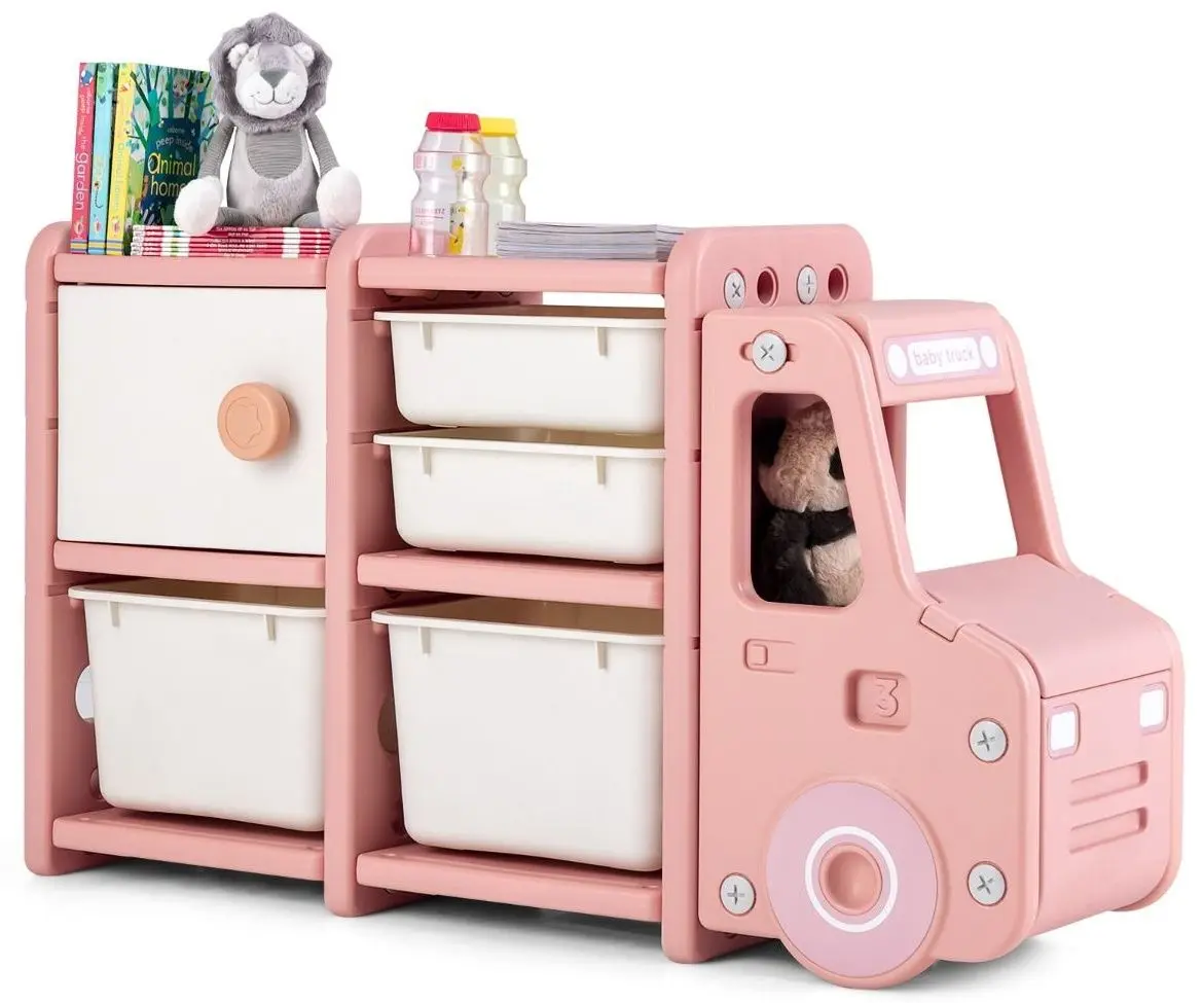 Стеллаж с контейнерами Costway TP10009PI (Pink/White)