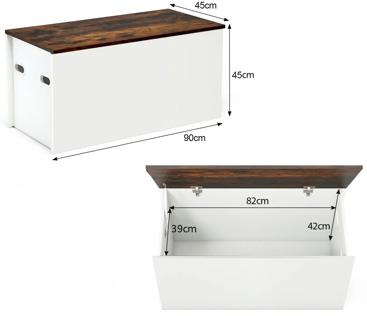 Сундук для игрушек Costway JZ10156WH (White/Rustic Brown) - 5