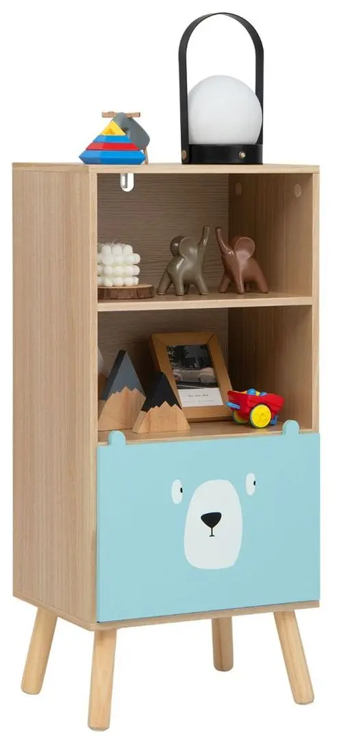 Тумба для хранения игрушек Costway TP10095CF (Natural/Blue)