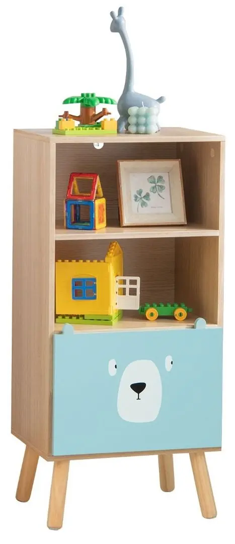 Тумба для хранения игрушек Costway TP10095CF (Natural/Blue)