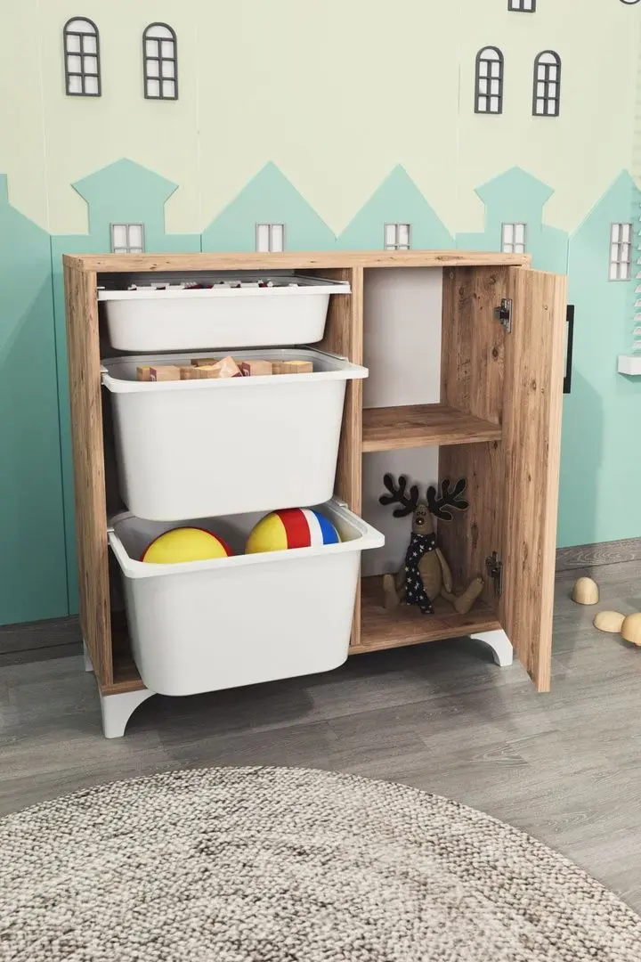 Тумба-органайзер для хранения игрушек Bofigo 1D3S (Pine/White)