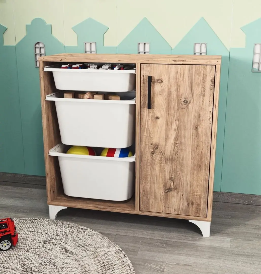 Тумба-органайзер для хранения игрушек Bofigo 1D3S (Pine/White)