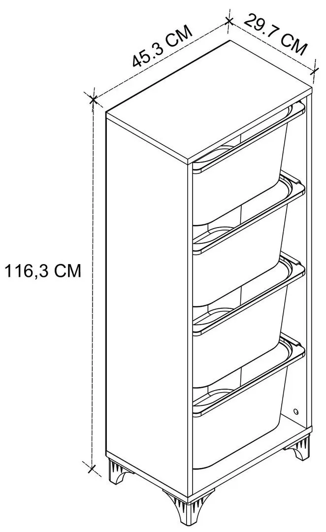 Organizator de jucarii Fabulous cu 4 cosuri (Pine/White)