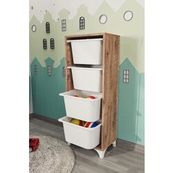 Organizator de jucarii Fabulous cu 4 cosuri (Pine/White) Thumb